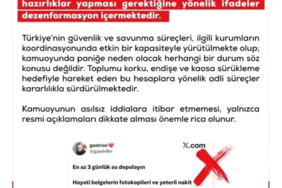 DMM: "Savaş başlayacağı iddiasıyla vatandaşların hazırlıklar yapması gerektiğine yönelik ifadeler dezenformasyon içermektedir"