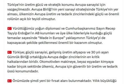Bakan Bolat: 'Made in Europe' yaklaşımı önemli bir kazanım oldu