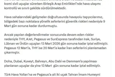 Bakan Uraloğlu: THY 20 Mart'a kadar İran seferlerini planlamadan çıkarmıştır