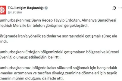 Cumhurbaşkanı Erdoğan'dan Almanya Şansölyesi Merz ile Telefon Görüşmesi