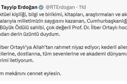 Cumhurbaşkanı Erdoğan'dan İlber Ortaylı için taziye mesajı