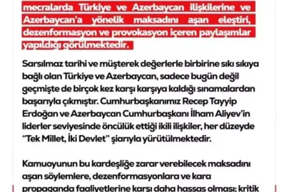DMM: Türkiye-Azerbaycan İlişkilerine Dikkat!
