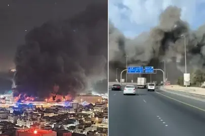 İran vurduğu ülkeden yeni görüntüler! Mühimmat deposu infilak etti