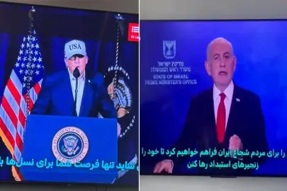İran'dan şok görüntü! Televizyonu açan Trump-Netanyahu ikilisini gördü