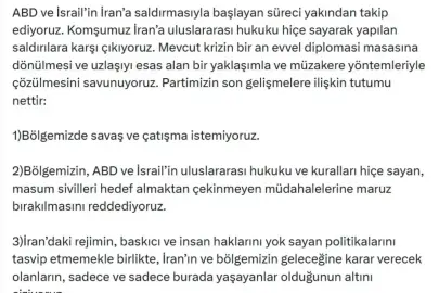 Özgür Özel: Bölgemizde savaş ve çatışma istemiyoruz