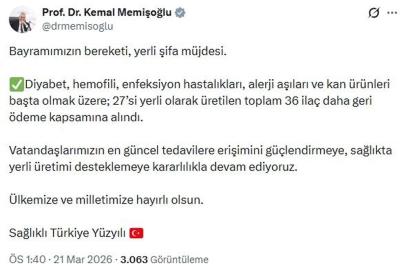 Sağlık Bakanı Memişoğlu: 36 ilaç daha geri ödeme kapsamına alındı