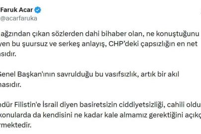 AK Parti'li Acar: CHP Genel Başkanının savrulduğu vasıfsızlık, akıl tutulmasıdır