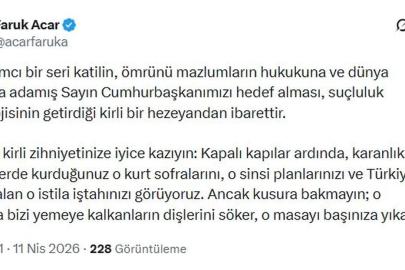 AK Parti'li Acar: Soykırımcı bir seri katilin, Cumhurbaşkanımızı hedef alması kirli bir hezeyandan ibarettir