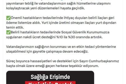 Bakan Işıkhan: Önemli hastalıkların tedavilerinde ihtiyaç duyulan belirli ilaçları geri ödeme listemize aldık
