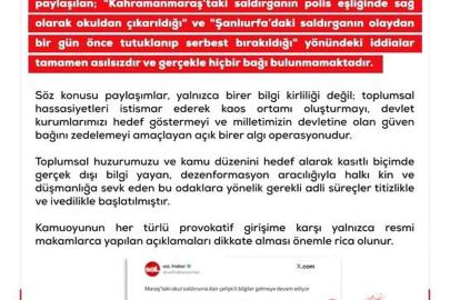 DMM'den Kahramanmaraş ve Şanlıurfa'daki saldırılarla ilgili dezenformasyon uyarısı