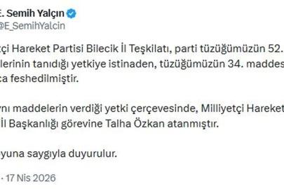 MHP'li Yalçın: Bilecik İl Teşkilatı feshedildi