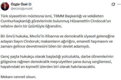 Siyasilerden eski TBMM Başkanı Cindoruk için taziye mesajları