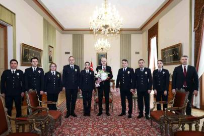 TBMM Başkanı Kurtulmuş, TBMM Koruma Daire Başkanı Çelik ve emniyet mensuplarını kabul etti