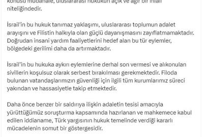 Adalet Bakanı Gürlek'ten Gazze filosu saldırısına kınama