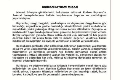 Ankara Valisi Canbolat'tan Kurban Bayramı mesajı