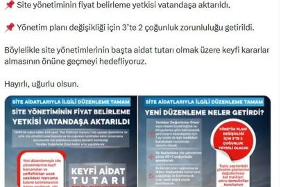 Bakan Kurum: Site yönetiminin fiyat belirleme yetkisi vatandaşa aktarıldı