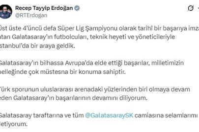 Cumhurbaşkanı Erdoğan'dan Galatasaray'a Övgü: 'Milletimizin Belleğinde Müstesna Bir Konuma Sahip'