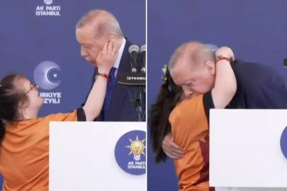 Sahneye fırlayan miniğin Erdoğan sevgisi yürekleri ısıttı