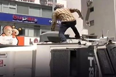 TOMA'nın üstüne çıkıp zarar veren saldırgan tutuklandı