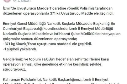 İzmir'de 371 kilogram uyuşturucu ele geçirildi