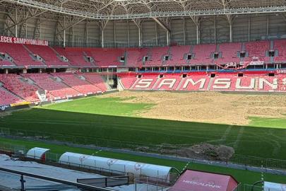 Samsunspor'un stadının zeminine ısıtma ve soğutma tesisatı döşeniyor